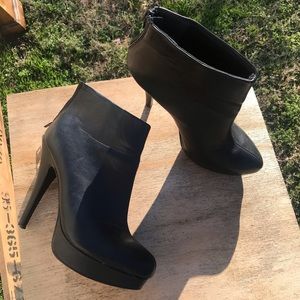 Black platform ankle booties